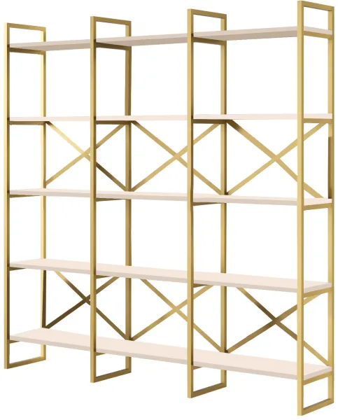FUNZI LIVING VG6 estantería - melamina blanca y dorada, metal