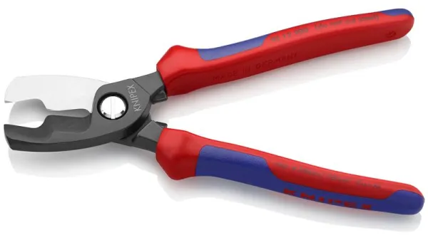 Cizalla de cable Knipex con doble filo pavonada, con mango multicomponente 200 mm