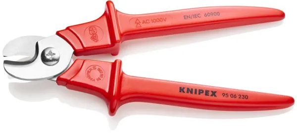 Cizalla para cables Knipex con mango inyectado de plástico aislado, inyectado de plástico, aprobado por VDE 230 mm