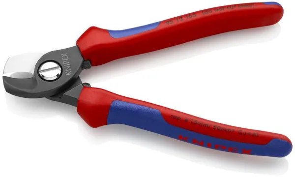 Tijeras para cables Knipex brunidas, con mango multicomponente 165 mm