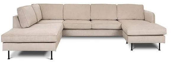 Sofá Læsø con chaise longue y open-end - 288 x 210 cm - terciopelo beige - orientado a la derecha