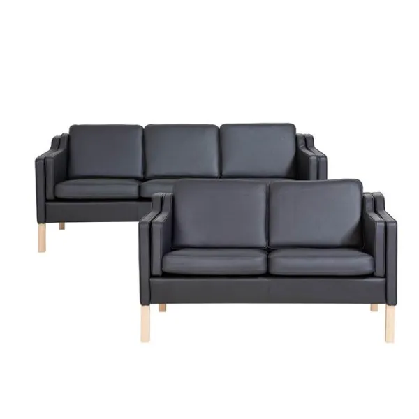 Conjunto de sofás Boston 2 + 3 personas - Cuero negro
